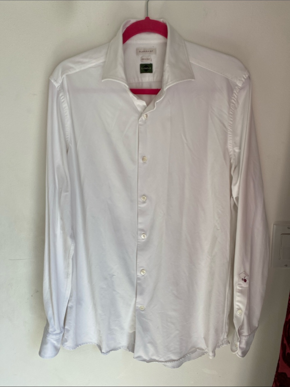 Glanshirt Slowear Men’a White Long Sleeved Shirt Italy Made 16.5
